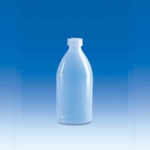 Bottle, Round, Narrow Neck, PFA, Flat Shoulder, with Screw Cap