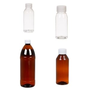 Bottle, Round, PVC, Complete with Screw Cap