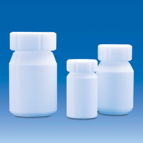 Bottle, Round, Wide Neck, PTFE, with Screw Cap