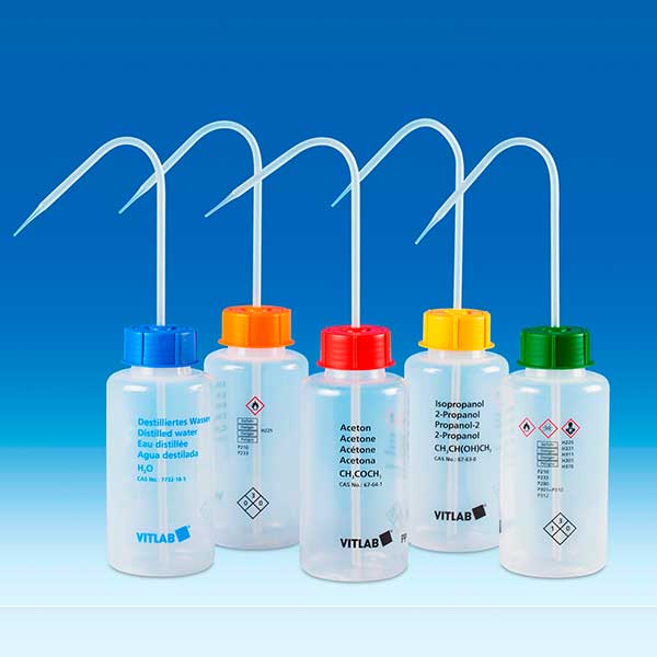 Bottle, Wash, VITsafe™, Wide Neck with Swan Neck