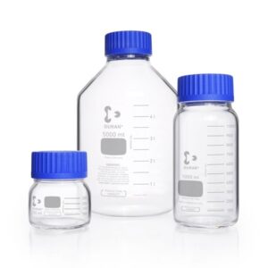 DURAN® GLS 80® Bottle, Clear, with Screw Cap and Pouring Ring, PP, Blue