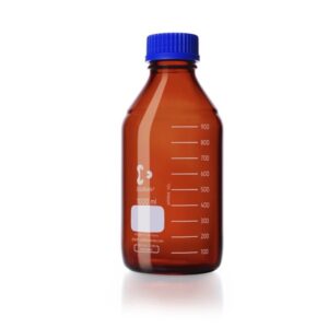 DURAN® Laboratory Bottle, Amber, with Screw Cap and Pouring Ring, PP, Blue