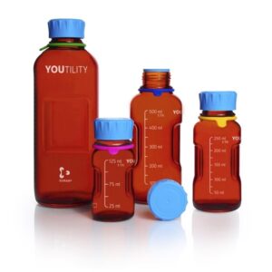 DURAN® YOUTILITY® GL 45 Laboratory Bottle, Amber, with Screw Cap & Pouring Ring