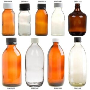 Glass Medical Round Bottle with Screw Cap