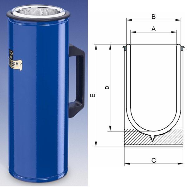 Dewar Flasks Cylindrical with Blue Coated Metal Cover and Side Grip