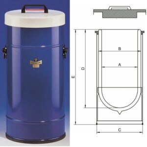 Large Insulating Dewar Flasks with Blue Coated Metal Cover