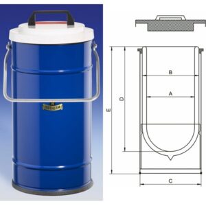 Large Insulating Dewar Flasks with Blue Coated Metal Cover and Handle
